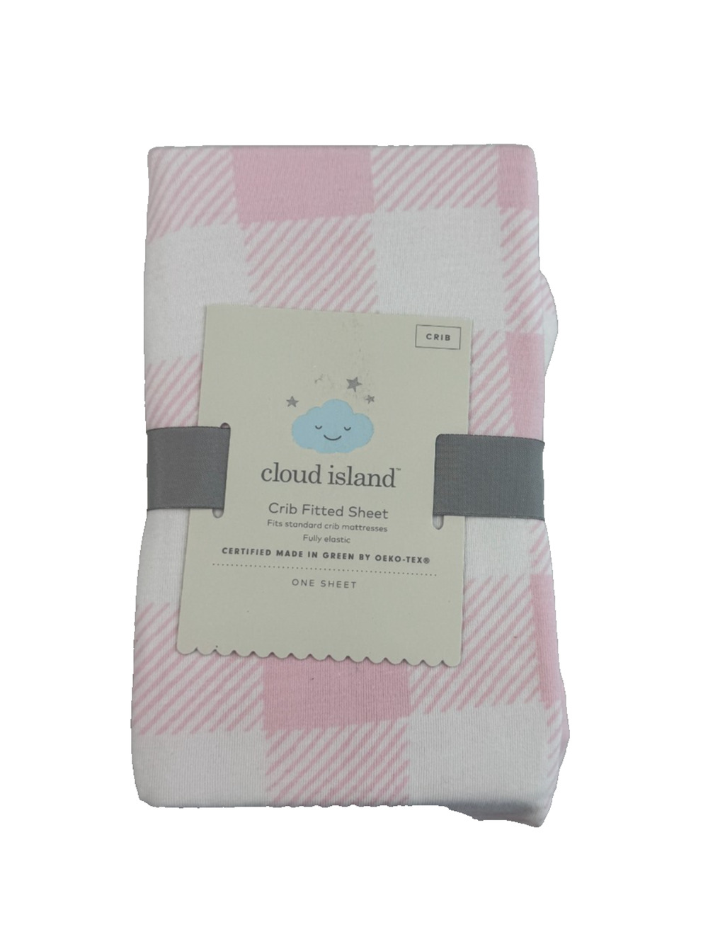 Cloud Island Polyester Rayon Jersey Fitted Crib Sheet Pink Gingham NWT